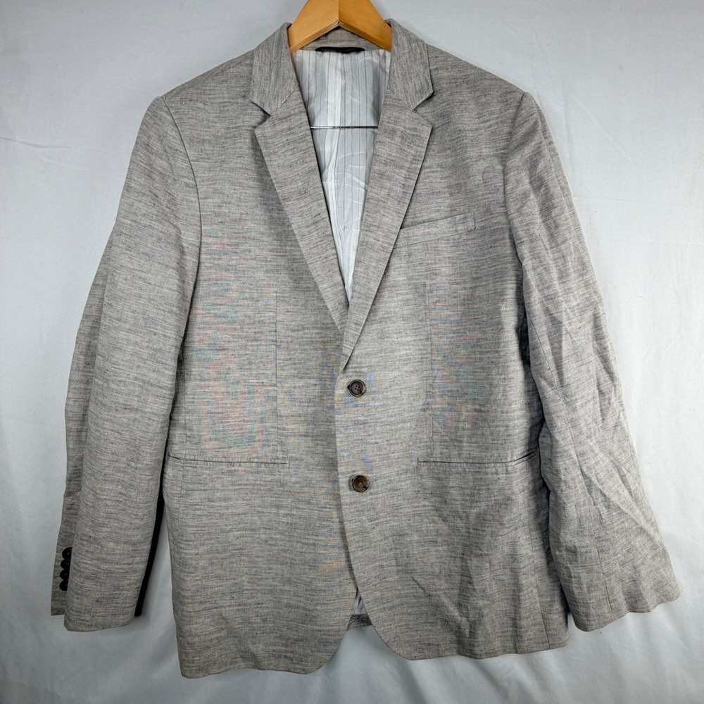 Banana Republic Linen Cotton Blazer 42 Regular Grey Textured Sport Coat 1803